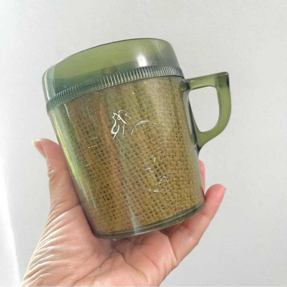 Vintage Green Raffiaware Plastic Cup Single Midcentury Kitchen Homewares